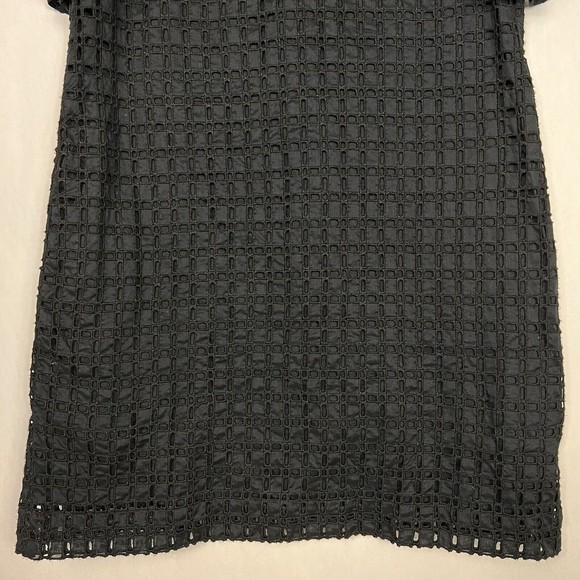Banana Republic Shift Dress Womens Black 10 Eyelet Meshed Lined Flutter Sleeves - Picture 8 of 13